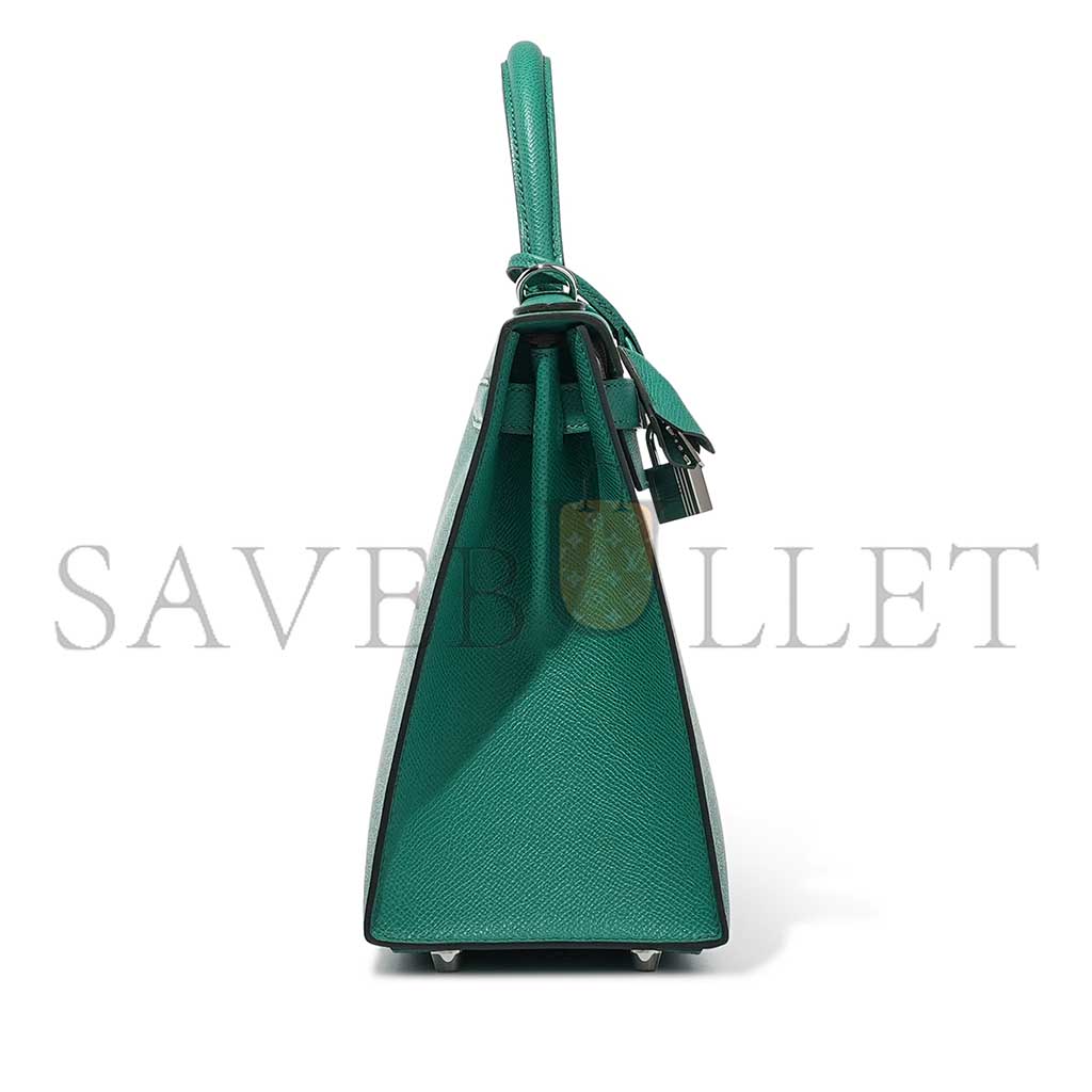 HERMÈS VERT JADE EPSOM KELLY 28 SELLIER PALLADIUM HARDWARE (28*22*10cm)